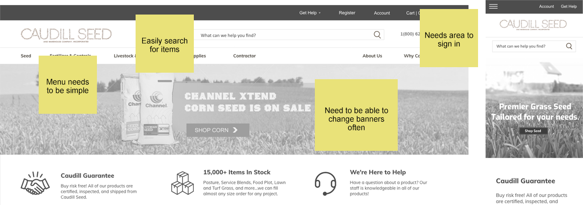 Caudill Seed Homepage Wireframe Notes - Small