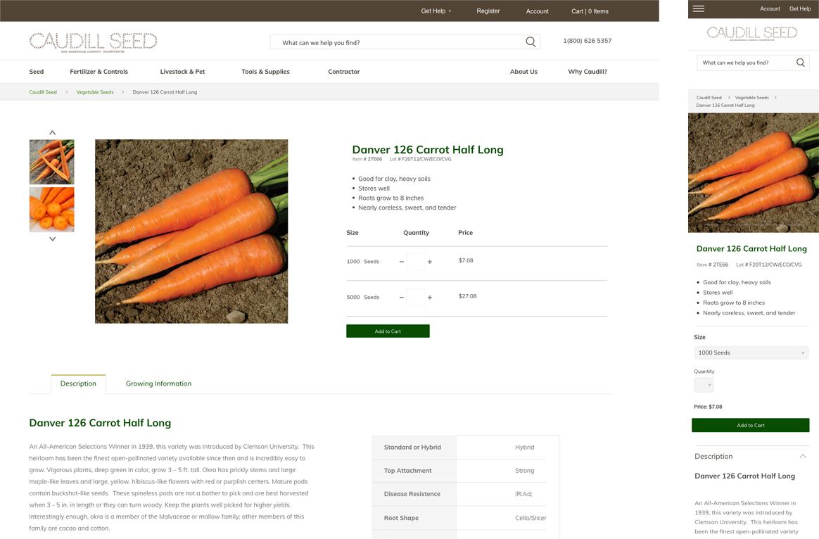 Caudill Seed PDP Prices - UX Design - Finished - Small